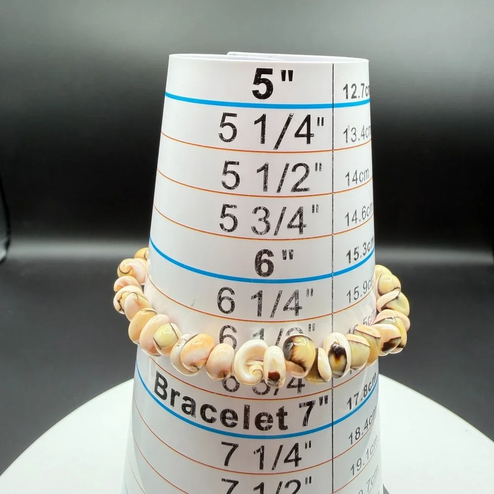 Natural Shell Chip Stretch Bracelet Peach Cream Brown Boho Coastal Beach Jewelry